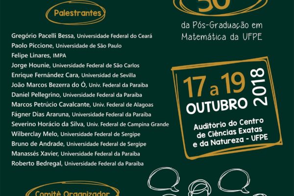 Colóquio Pernambucano de Matemática – Em comemoração aos 50 anos da Pós-Graduação em Matemática da UFPE